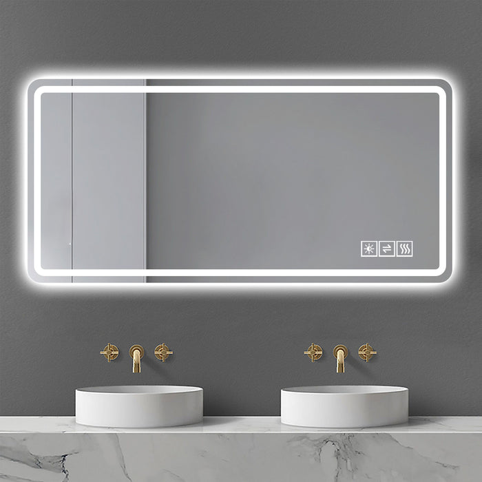 LED Bathroom Mirror, Anti Explosion Glass, Rust Resistant, Anti Fog, Tri Color Daily Nest