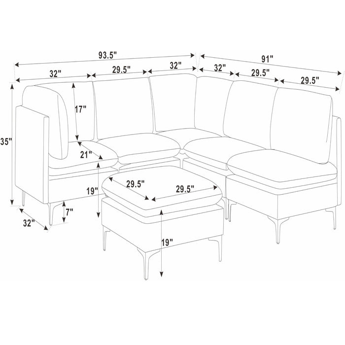 Upholstered Modular Sectional & Tall Legs Home Essentials