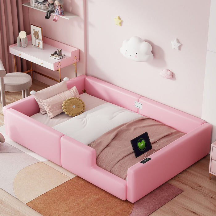 Platform Bed With Guardrail And Charging Station Dreamland