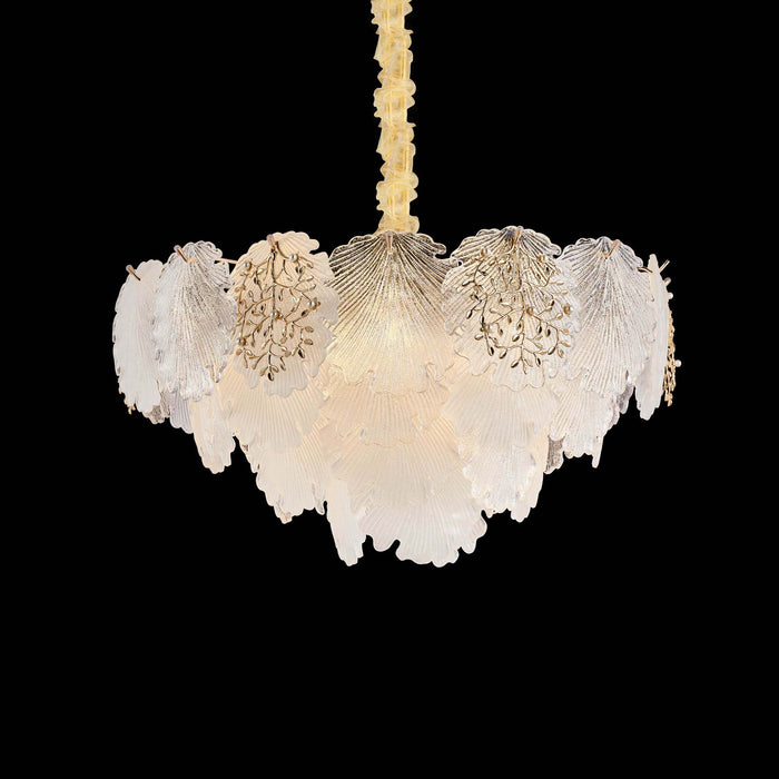 Michael Amini Lighting - Almara 9-Light Frosted Glass Chandelier - Frost / Gold Michael Amini