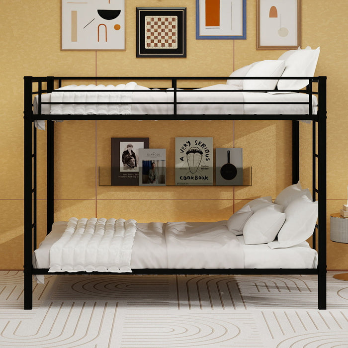 Bunk Bed For Kids, Convertible Frame With Ladders & Guardrail Home Essentials
