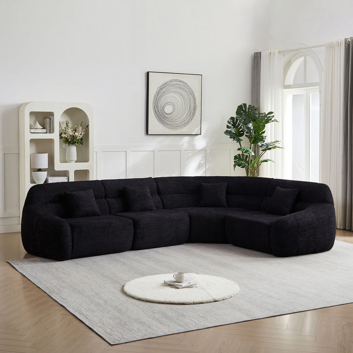 Luxury Curved Corner Sectional Sofa With 4 Pillows Home Essentials
