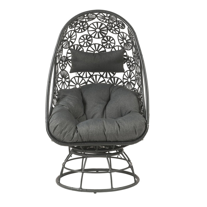 Hikre - Patio Lounge Chair & Side Table - Black / Charcoal Acme