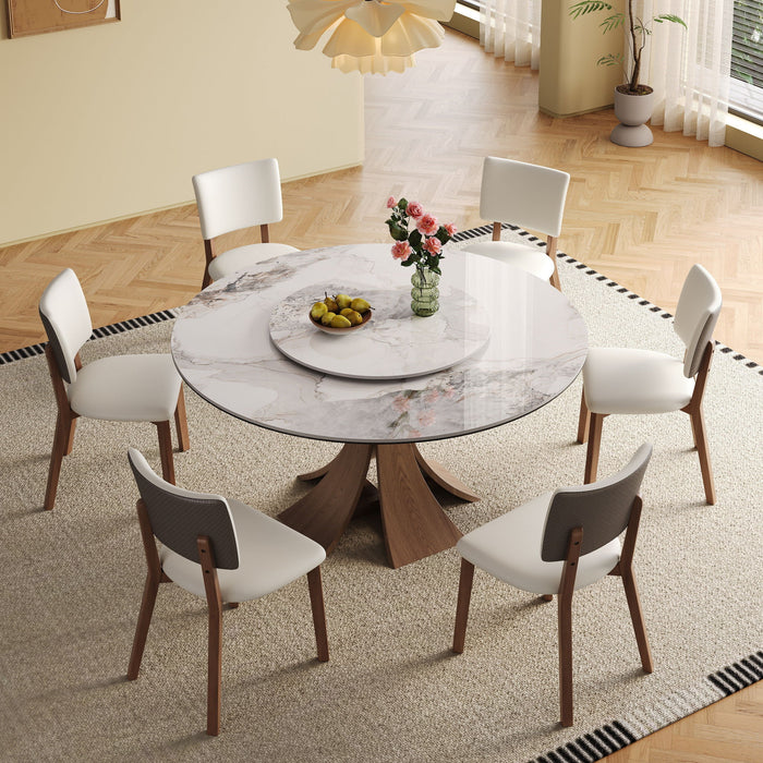 Dining Table Set With Wooden Base