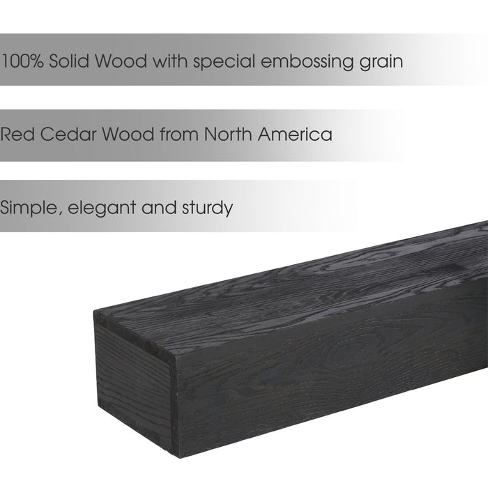 48'' Embossed Fireplace Mante, Wall Mounted Floating Shelf - Black Home Essentials