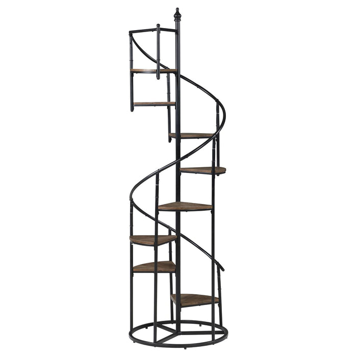 8 Shelf Staircase Bookcase Industrial Storage And Scratch Resistant Shelves - Brown Furniture Max
