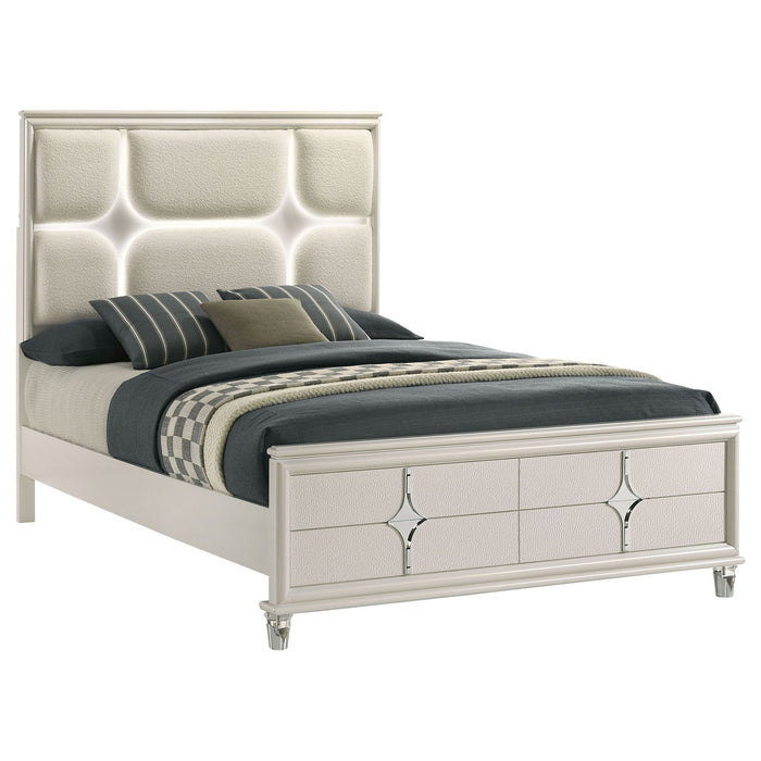 Gwendolyn - Queen Panel Bed With LED Headboard - White Furniture Max