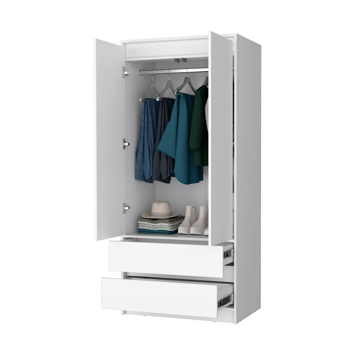Accent Cabinet Soft Close With Multiple Shelves And Two Drawers - White