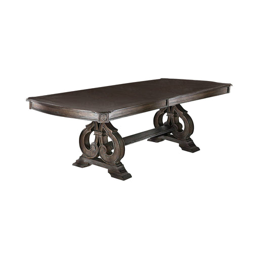 Dining Table With Expandable Leaf And Trestle Base Dining Room - Natural / Rustic Home Essentials