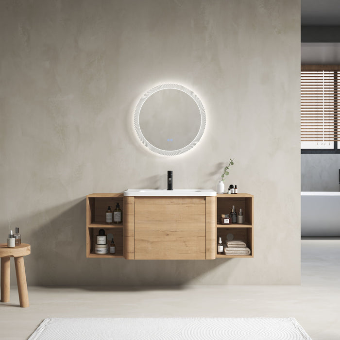 Wall Mounted Bathroom Vanity With Sink, Storage Shelves & Soft Close Door Home Essentials