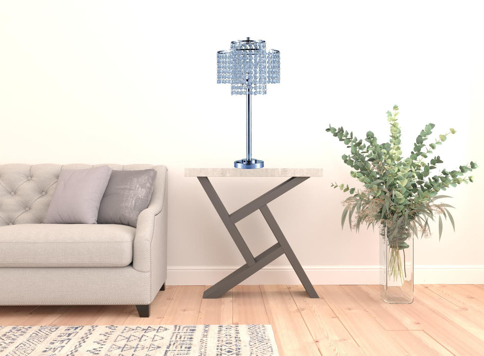 Glam Two Tier Chandelier USB Table Lamp - Silver