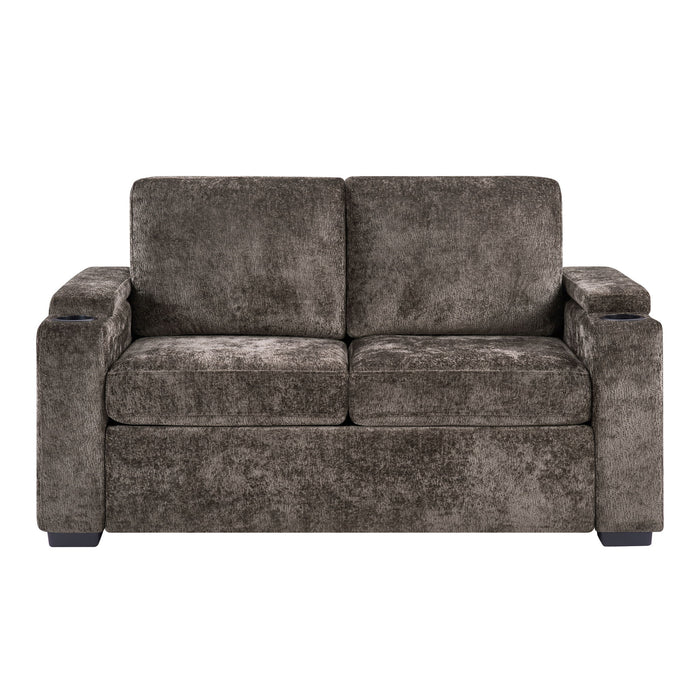 Pull Out Sofa Bed Loveseat With Twin Mattress, Cup Holders And Arm Storage Hearth and Haven