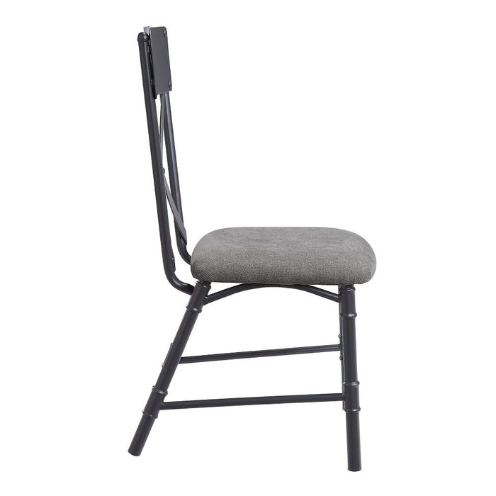 Edina - Side Chair Set of 2) - Gray Fabric, Oak & Sandy Black