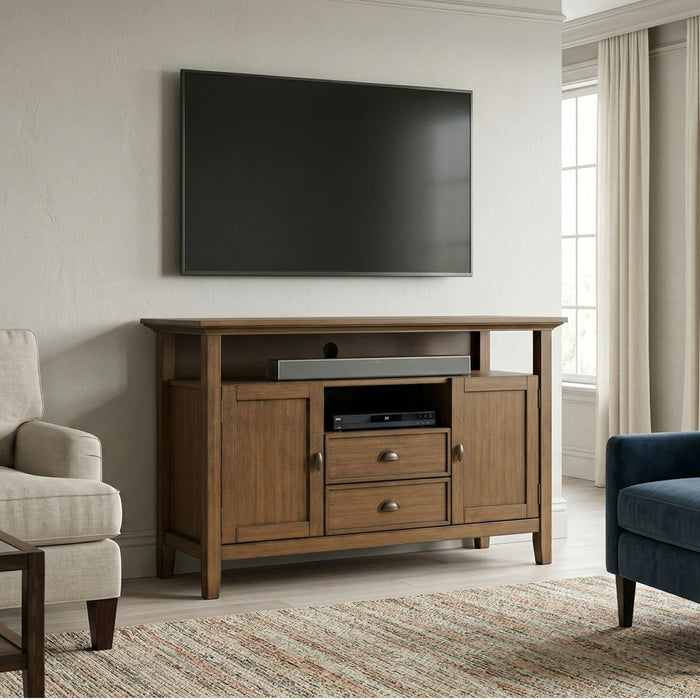 Redmond - Tall TV Media Stand - Rustic Natural Aged Brown Simpli-Home