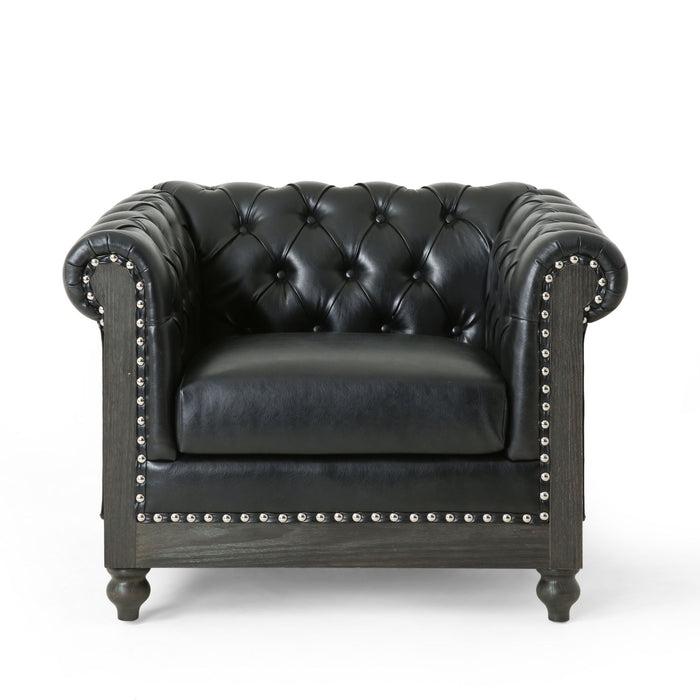 Luminex - Tufted Upholstered Club Chair With Nailhead Accents And Scrolled Tuxedo Arms