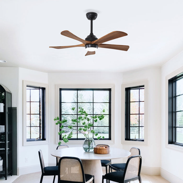 5 Blades Ceiling Fan With Lights Remote Control - Matte Black Daily Nest