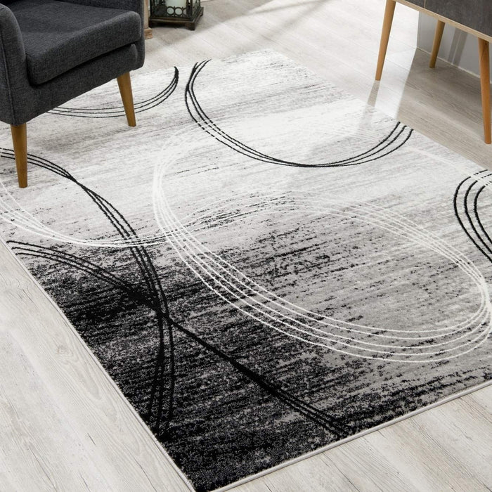10' Abstract Power Loom Runner Rug - Gray