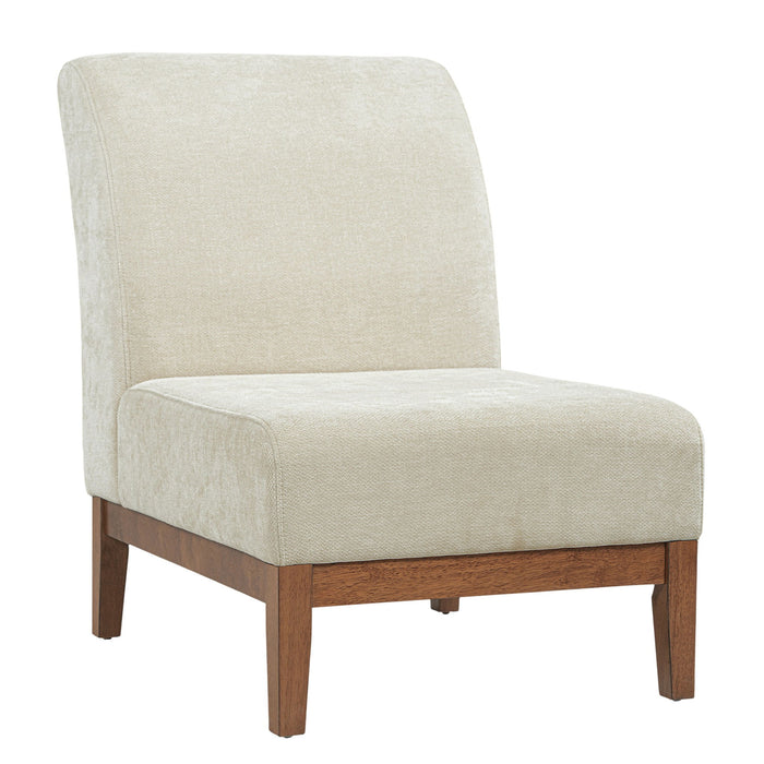 Upholstered Accent Chair - Beige / Walnut Noble House