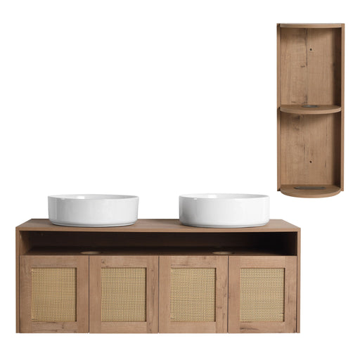 Bathroom Vanity With Art Sink And Storage Rack, Float Mounting Design Home Essentials