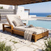 Chaise Lounge Set With 3 Position Adjustable Backrest, 2 Fold Cushion, Outdoor Recliner For Patio - Cream / Teak Noble House