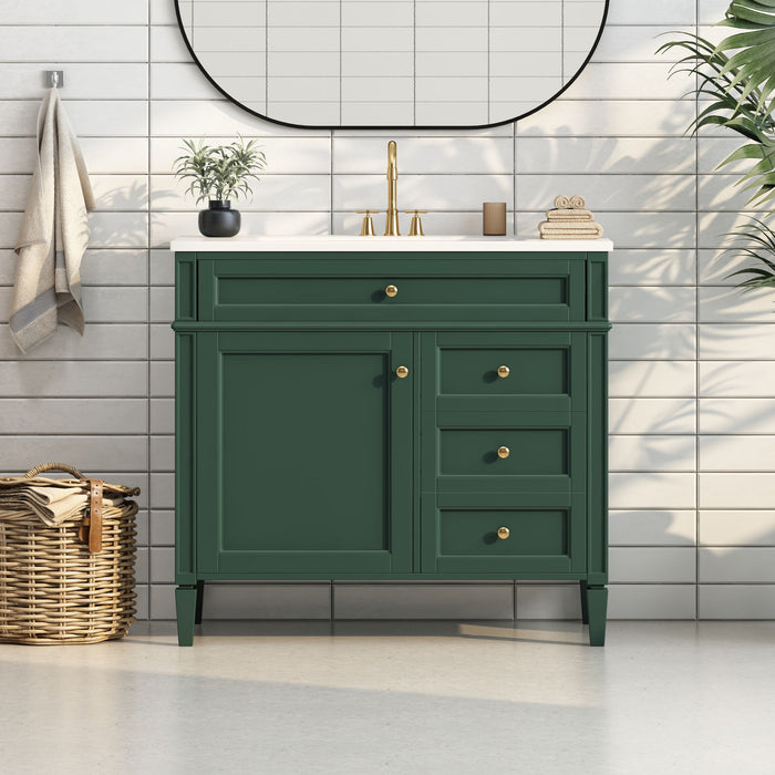 Bathroom Vanity With 2 Drawers And Tip-Out Drawer, Storage Cabinet Hearth and Haven