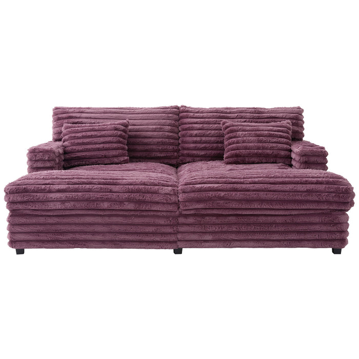 Oversized Double Chaise Lounge Sofa With USB Ports And Cup Holders Hearth and Haven