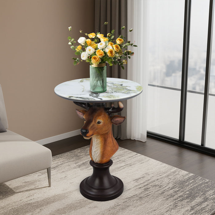 Deer Head Accent Table, Animal Statue For Living Room - Brown Home Essentials