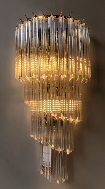 Michael Amini Lighting - Spiral 5-Light 25" Crystal Wall Sconce - Gold / Brown Michael Amini