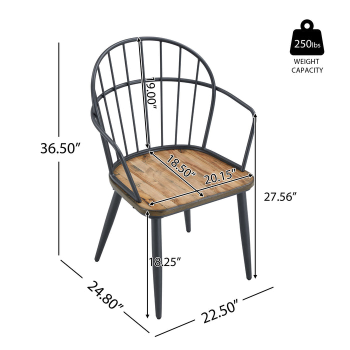 Contemporary Indoor Dining Set With Metal Legs, Birch, And Metal - Black / Natural Noble House