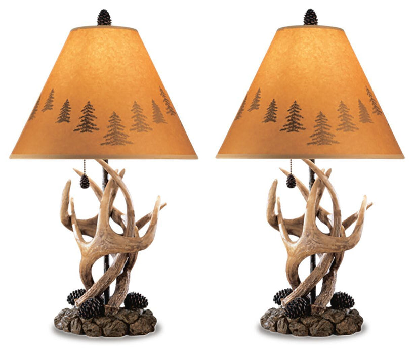 Derek - Poly Table Lamp (Set of 2) - Brown Signature Design by Ashley®
