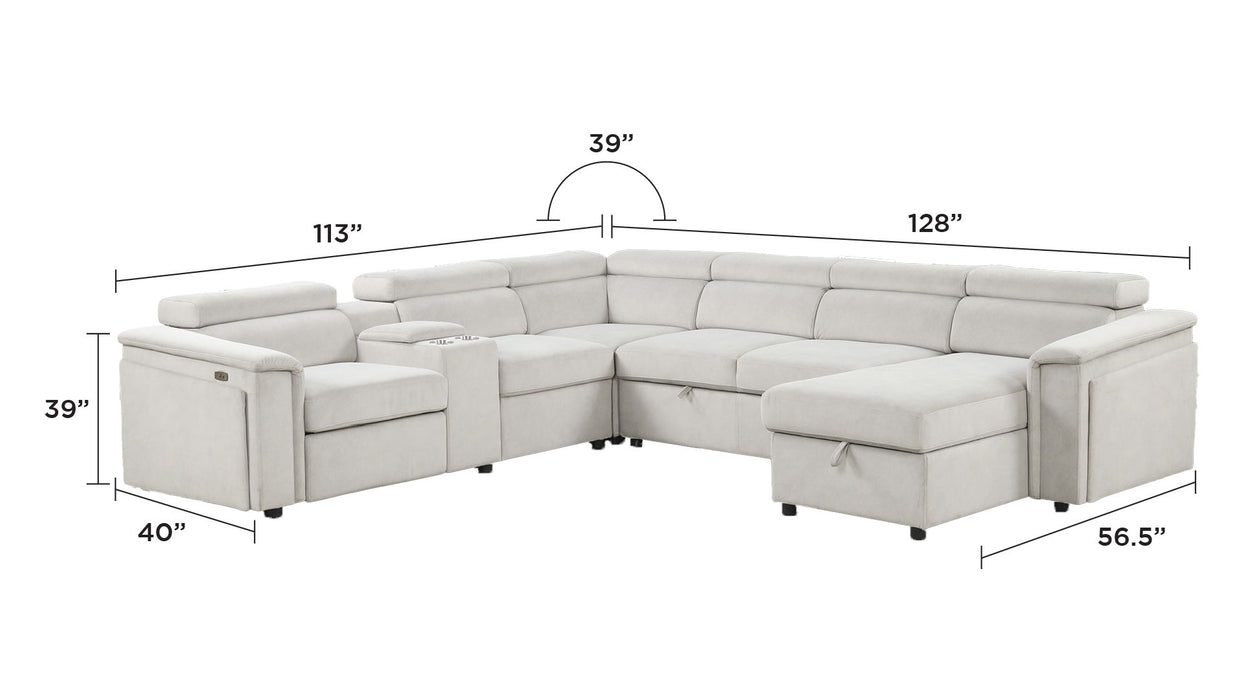 Harvey - Power Recliner Sectional Sleeper - Beige Matrix Furniture Group