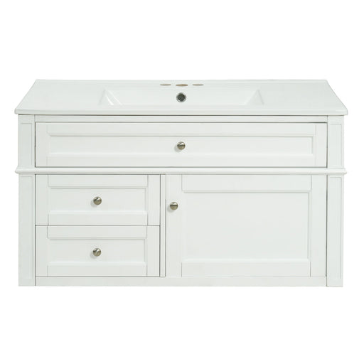 Modern Wall Mounted Floating Cabinet With Double Drawer And Sink Hearth and Haven