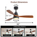 48" Ceiling Fan With Light, Dual Mount (Flush / Downrod), Dimmable LED, Quiet DC Motor, 3 Blades Daily Nest