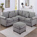 Modern Sectional Set With Corner Wedge, Loveseat, Ottoman & 2 Pillows Home Essentials