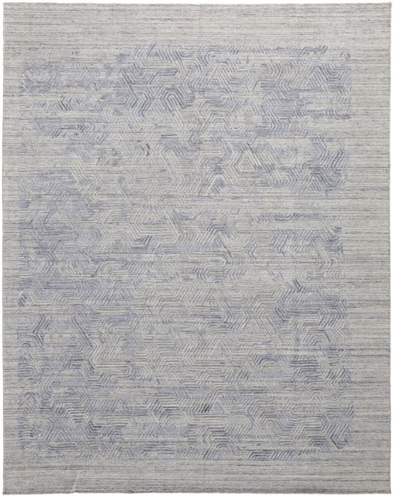 Abstract Hand Woven Area Rug - Gray And Blue - 2' X 3'