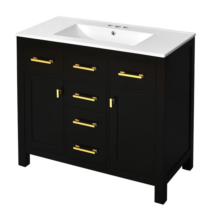 Bathroom Vanity With Sink, Cabinet With 4 Drawers & 2 Soft Close Doors, Rectangular Storage Unit For Bathroom Hearth and Haven