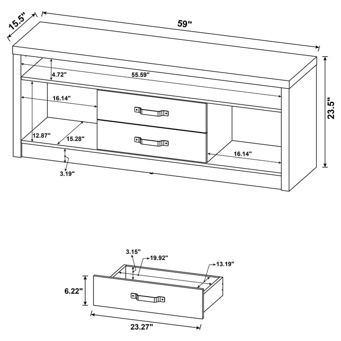 Bergeron - 2 Drawer TV Stand - Driftwood Furniture Max