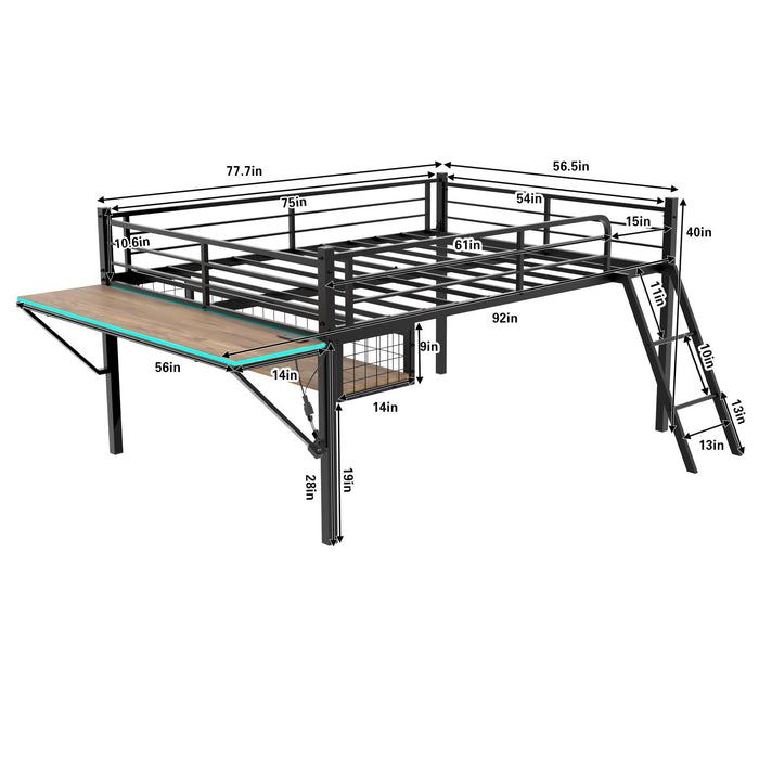 Loft Bed With Built In Desk, LED Light Strip Home Essentials