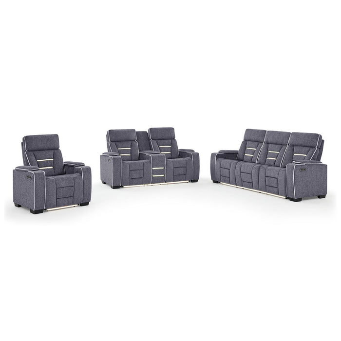 Austin - 3 Piece Reclining Sofa And Loveseat With Storage Arms - Gray Global Furniture USA