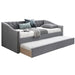 Daybed With Button Tufted Nailhead Trim And Trundle Slat Storage - Gray Home Essentials