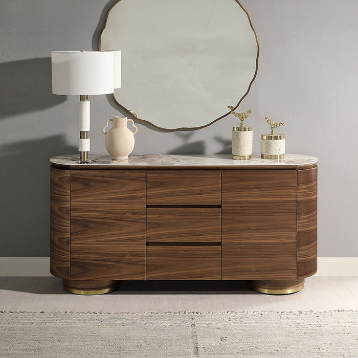 Willene - Server With Ceramic Top - Ceramic Top & Walnut ACME