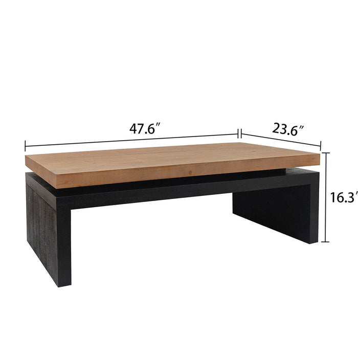 Coffee Table Rectangular Center Table For Living Room - Black / Natural / Multi / Natural Multi / Natural Wood / Natural Wood Wash Home Essentials