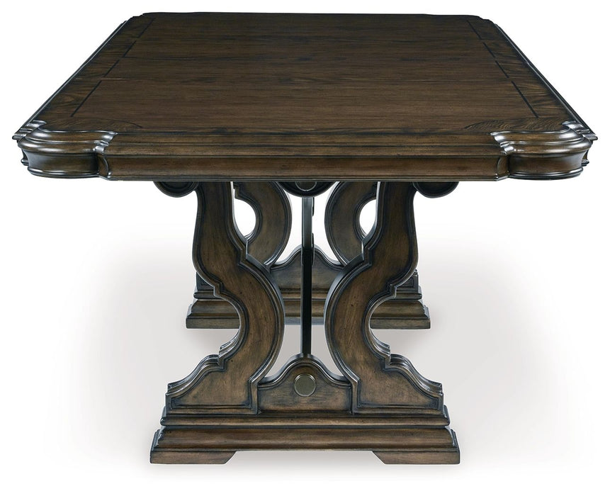 Maylee - 11 Pc. - Dining Extension Table, 4 Side Chairs, 2 Arm Chairs, Storage Bench, Buffet And Hutch - Dark Brown Signature Design by Ashley®
