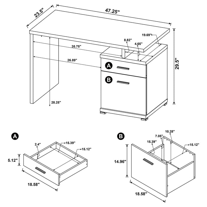 2 Drawer Reversible Office Desk With Modular Design Furniture Max