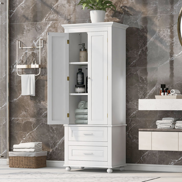 Tall Storage Cabinet With 2 Drawers For Bathroom Hearth and Haven