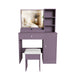 Vanity Desk Set With Padded Stool & Adjustable LED Mirror, 3 Color Mode Lighting, Compact For Bedroom - Purple Home Essentials
