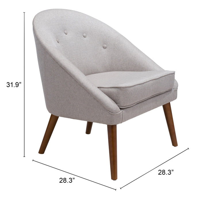 Wooden Deep Chair - Light Gray