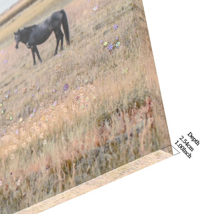 Horse Framed Wall Art Decor For Living Room - Denim / Brown Daily Nest
