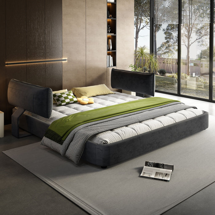 Cloud Bed Frame With Oversized Padded Movable Headboard Home Essentials
