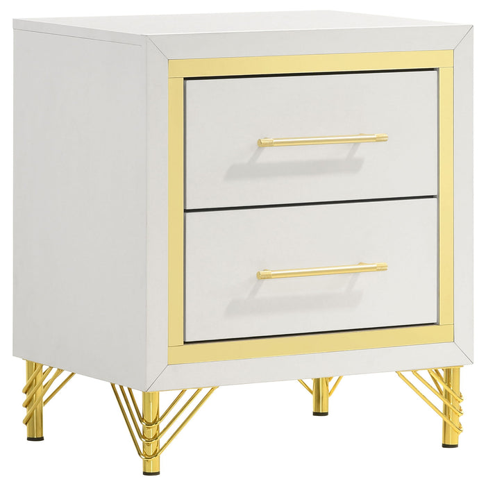 Chesney - 2 Drawer Nightstand With Trim, Bedroom Side Table - White Furniture Max